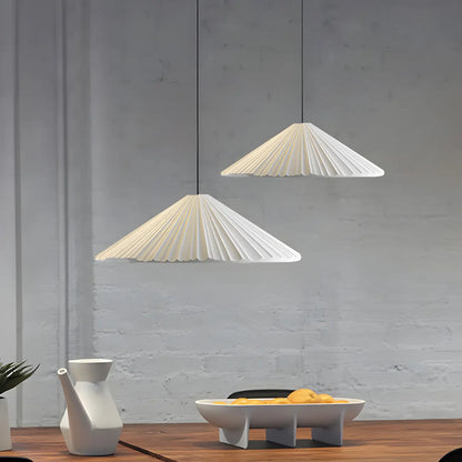 Nordic Pink Ribbed Umbrella Shape Indoor Pendant Light