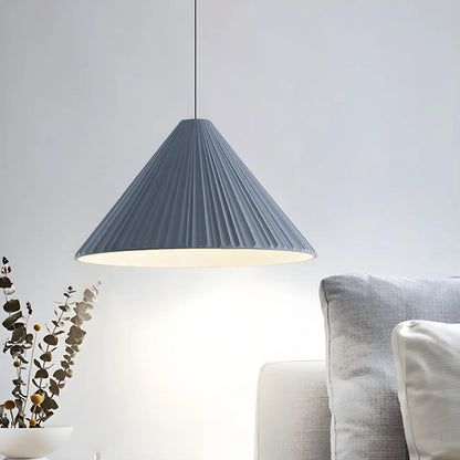 Nordic Pink Ribbed Umbrella Shape Indoor Pendant Light