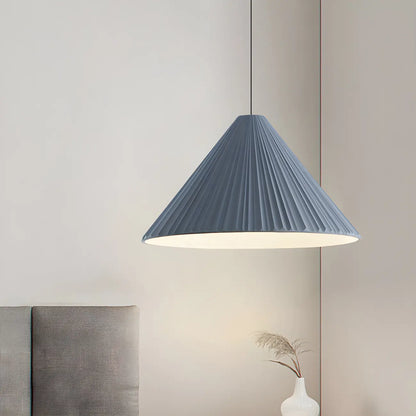 Nordic Pink Ribbed Umbrella Shape Indoor Pendant Light