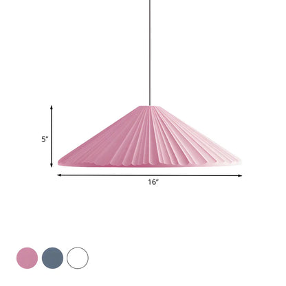 Nordic Pink Ribbed Umbrella Shape Indoor Pendant Light