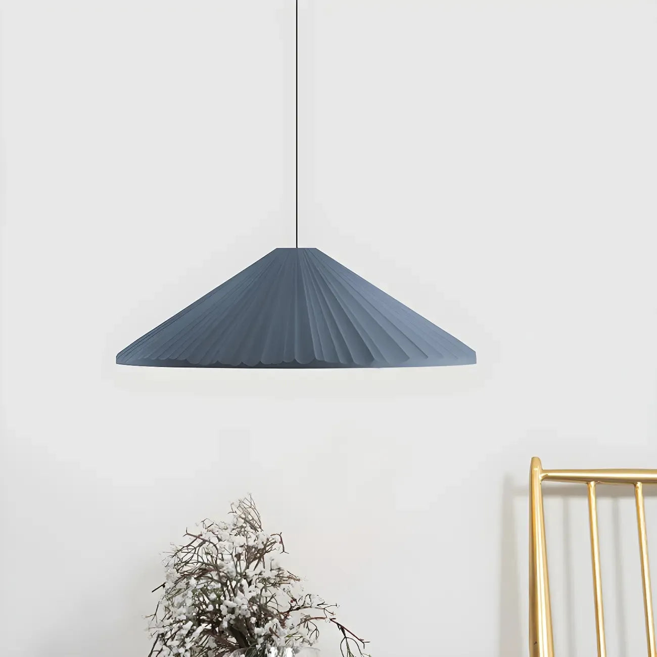 Nordic Pink Ribbed Umbrella Shape Indoor Pendant Light