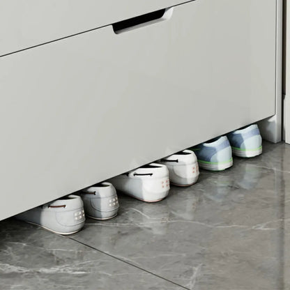 3-Tier White Wood Shoe Cabinet with Drop Front