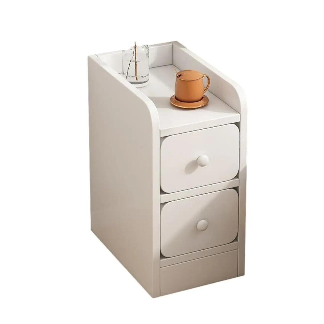 Scandinavian Wooden 2-Drawers Narrow Nightstand