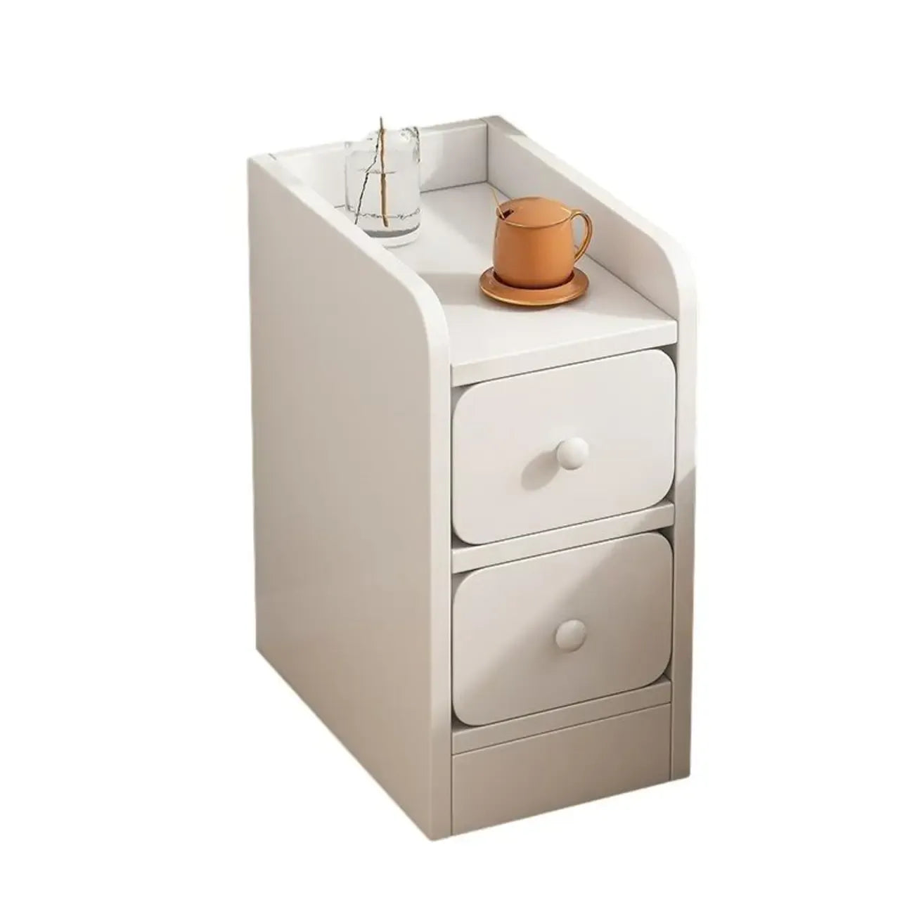 Scandinavian Wooden 2-Drawers Narrow Nightstand