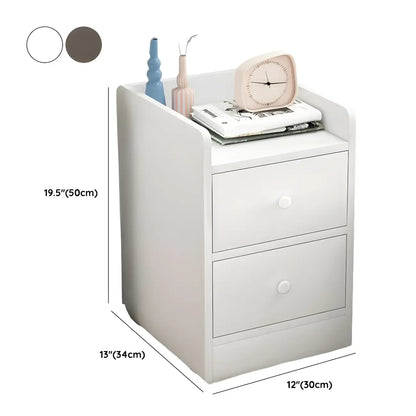 Scandinavian Wooden 2-Drawers Narrow Nightstand