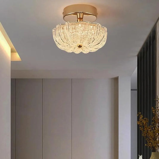 Golden Dome Semi Flush Ceiling Light with Acrylic Shade