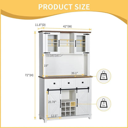 Led Lights Farmhouse Style Large Capacity Wine Cabinet