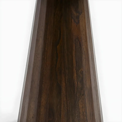 Minimalist Brown Stone-Top Wood Round Coffee Table