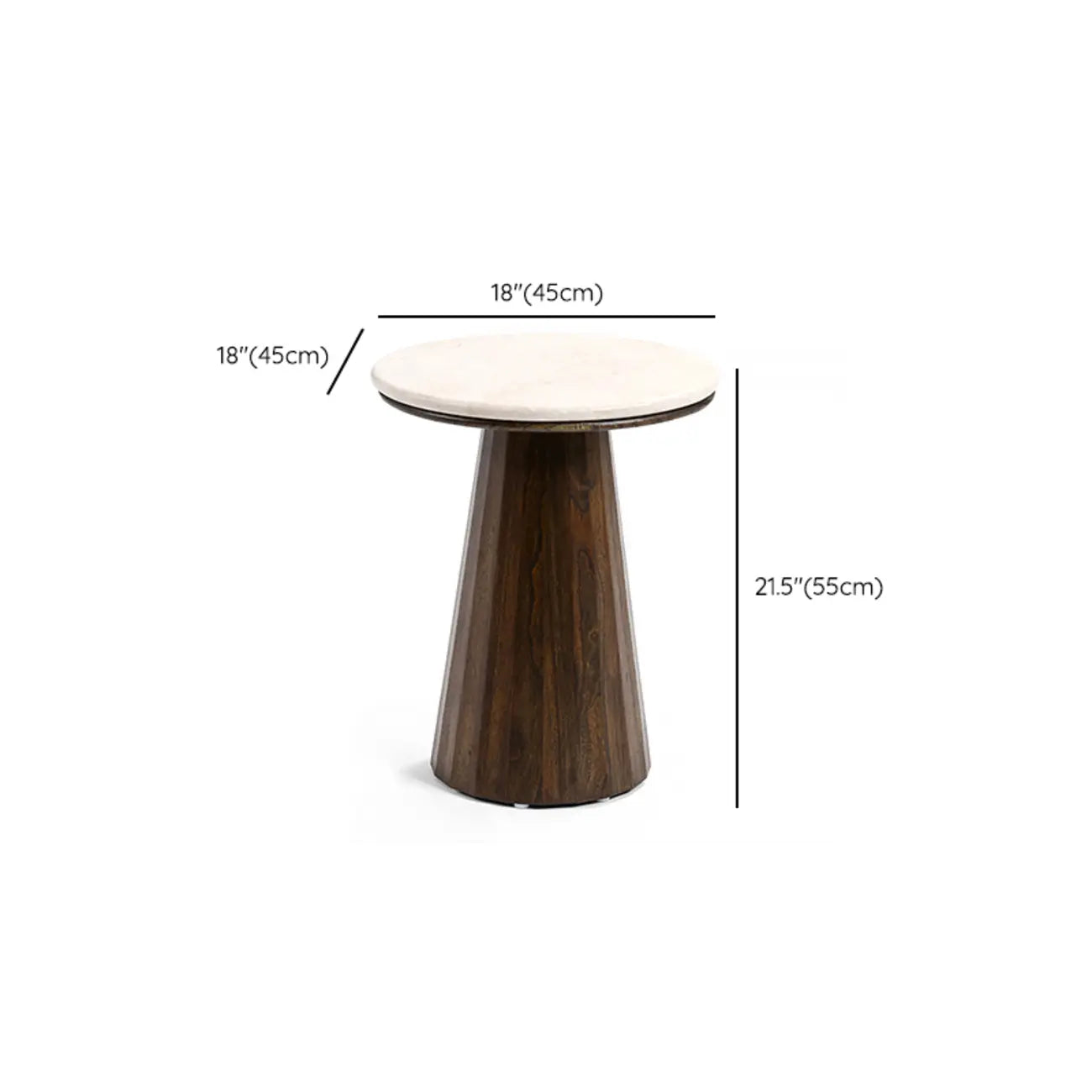 Minimalist Brown Stone-Top Wood Round Coffee Table