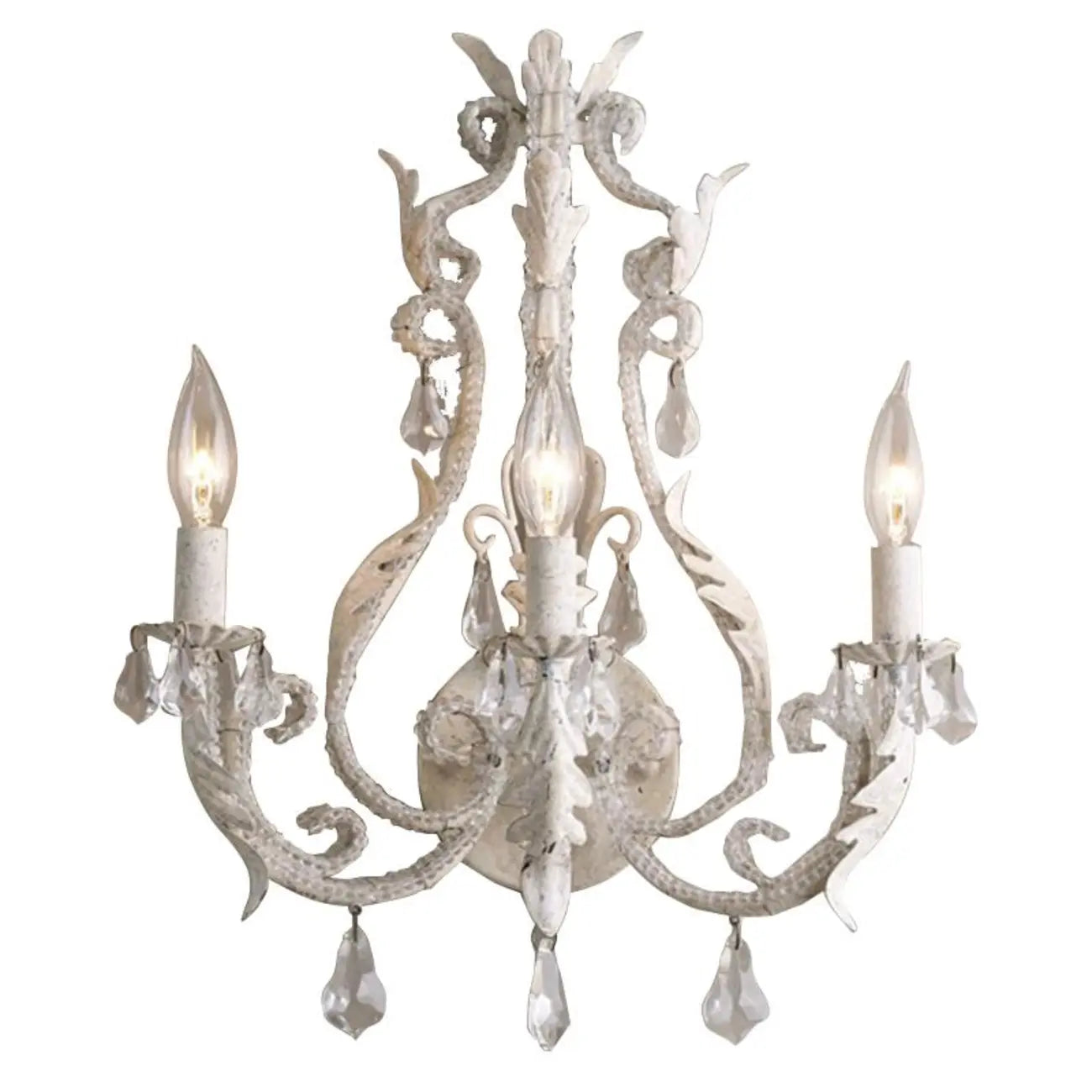 Mid-Century Ornate Vintage Candelabra Crystal Wall Sconce