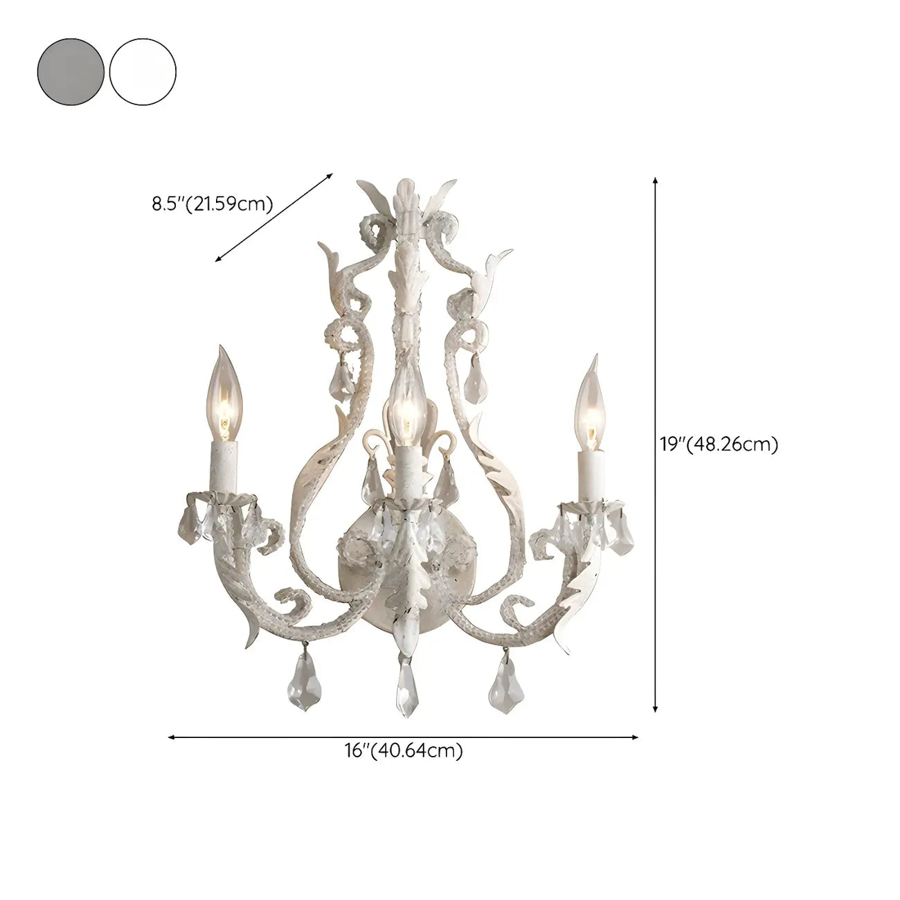 Mid-Century Ornate Vintage Candelabra Crystal Wall Sconce