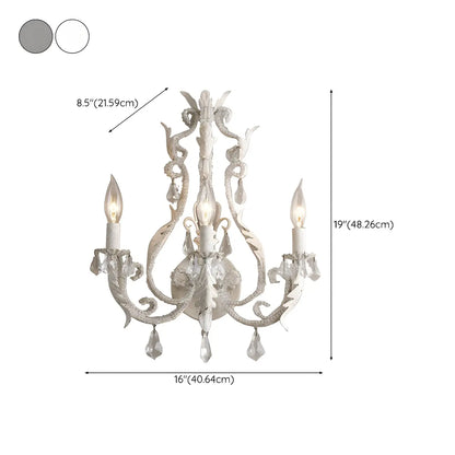 Mid-Century Ornate Vintage Candelabra Crystal Wall Sconce
