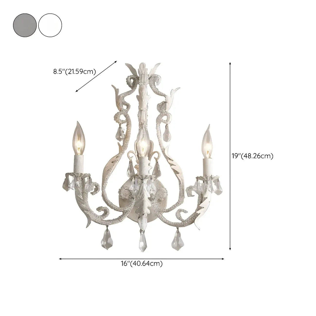 Mid-Century Ornate Vintage Candelabra Crystal Wall Sconce