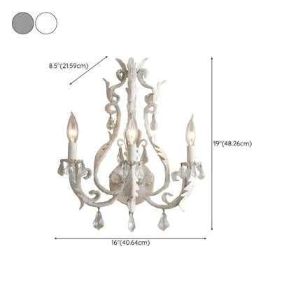 Mid-Century Ornate Vintage Candelabra Crystal Wall Sconce