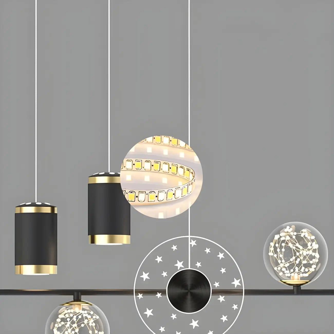 Luxury Adjustable Multi-Light Island Pendant Light