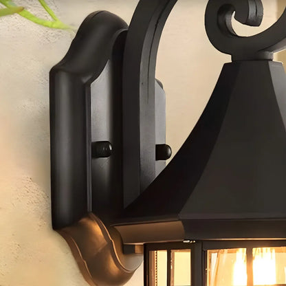 Industrial Black Metal Clear Glass Lantern Outdoor Wall Light