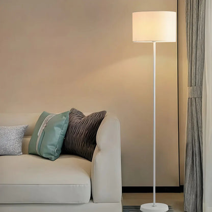 55 Modern Fabric Barrel Black Metal Floor Lamp
