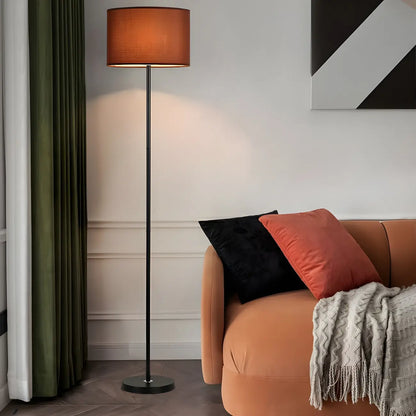 55 Modern Fabric Barrel Black Metal Floor Lamp