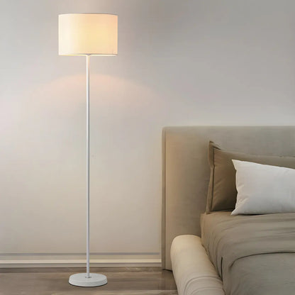 55 Modern Fabric Barrel Black Metal Floor Lamp