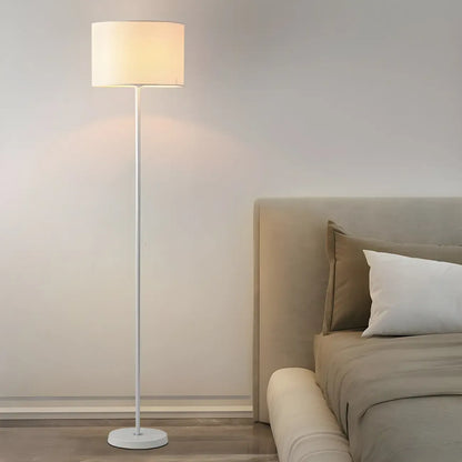 55 Modern Fabric Barrel Black Metal Floor Lamp