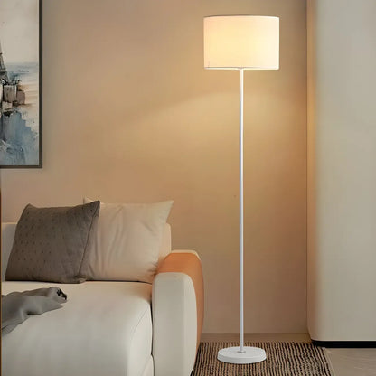 55 Modern Fabric Barrel Black Metal Floor Lamp