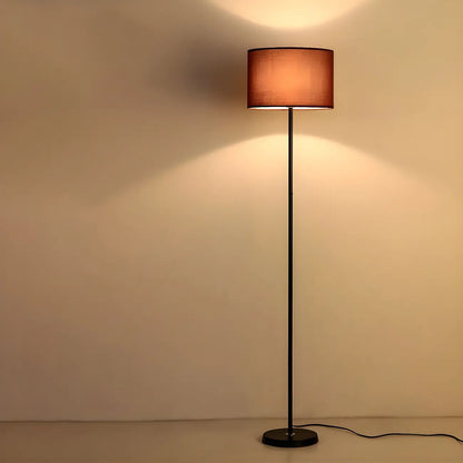 55 Modern Fabric Barrel Black Metal Floor Lamp