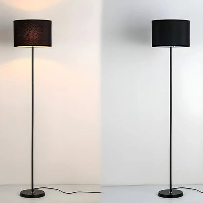 55 Modern Fabric Barrel Black Metal Floor Lamp