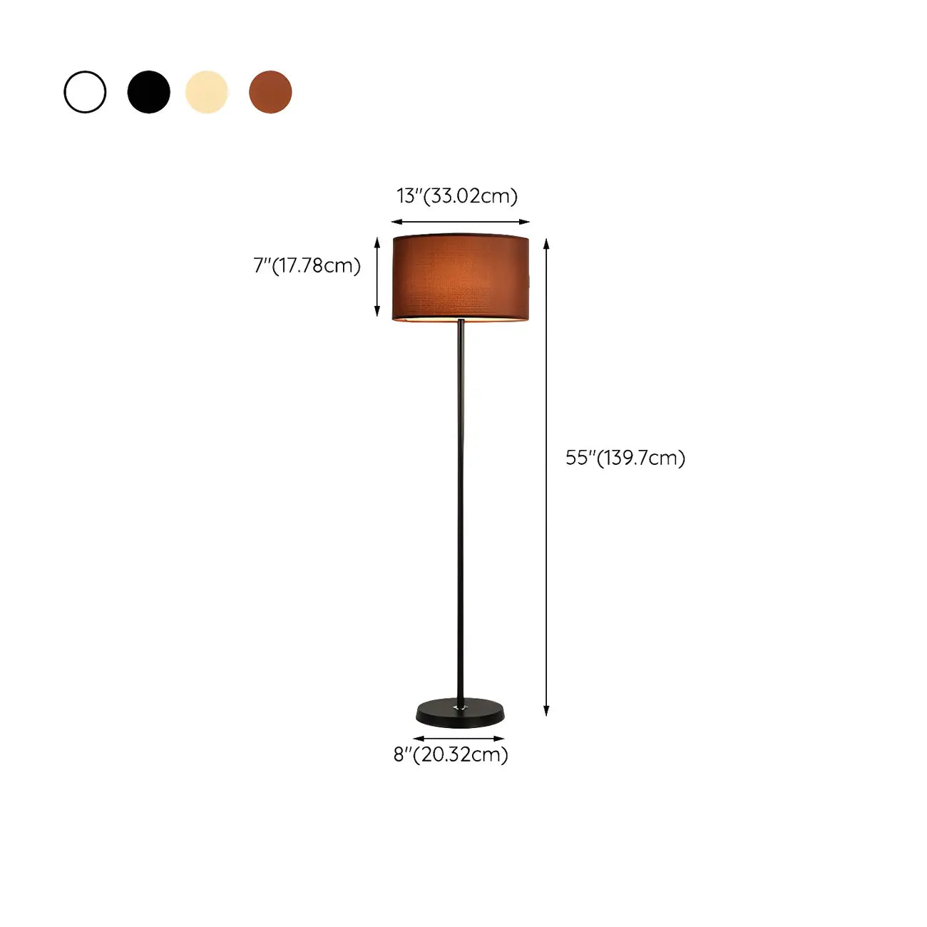 55 Modern Fabric Barrel Black Metal Floor Lamp