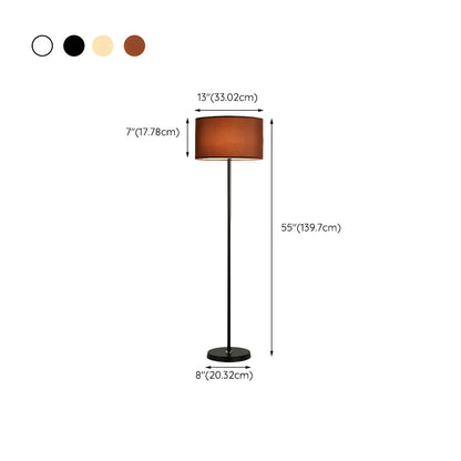 55 Modern Fabric Barrel Black Metal Floor Lamp