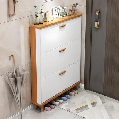 Entryway Vertical Solid Wood Shoe Storage Cabinet