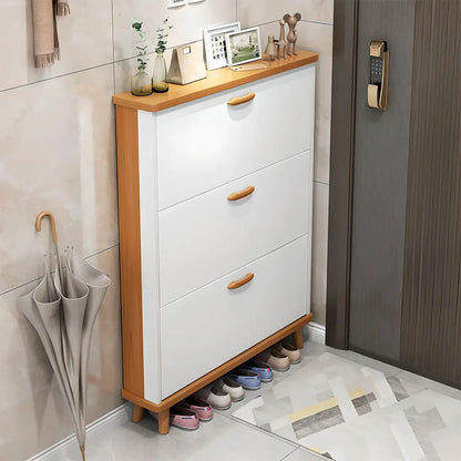 Entryway Vertical Solid Wood Shoe Storage Cabinet