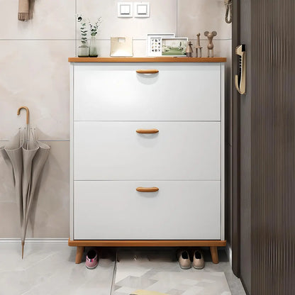 Entryway Vertical Solid Wood Shoe Storage Cabinet