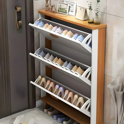 Entryway Vertical Solid Wood Shoe Storage Cabinet