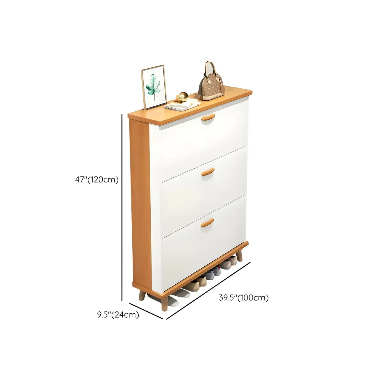 Entryway Vertical Solid Wood Shoe Storage Cabinet