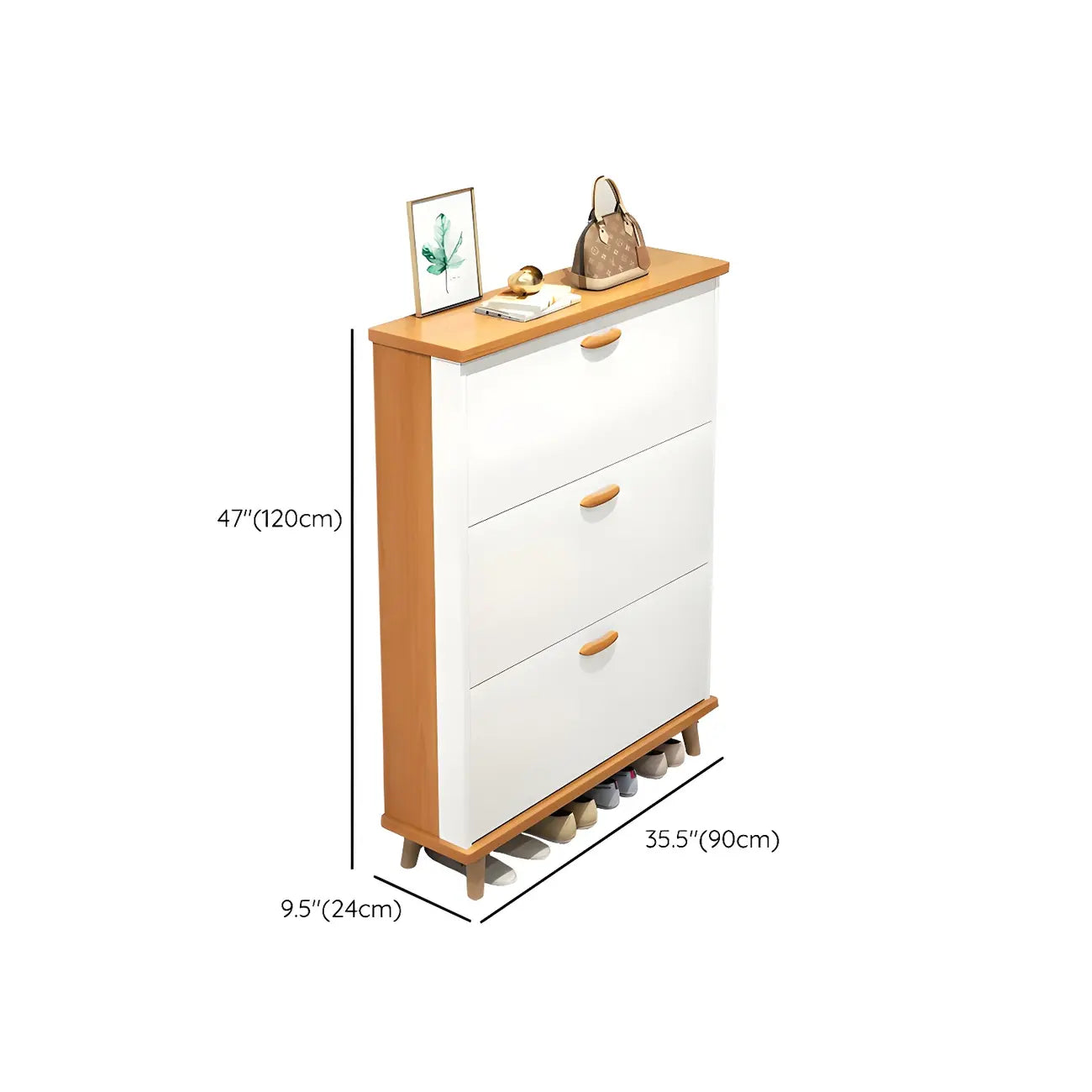 Entryway Vertical Solid Wood Shoe Storage Cabinet