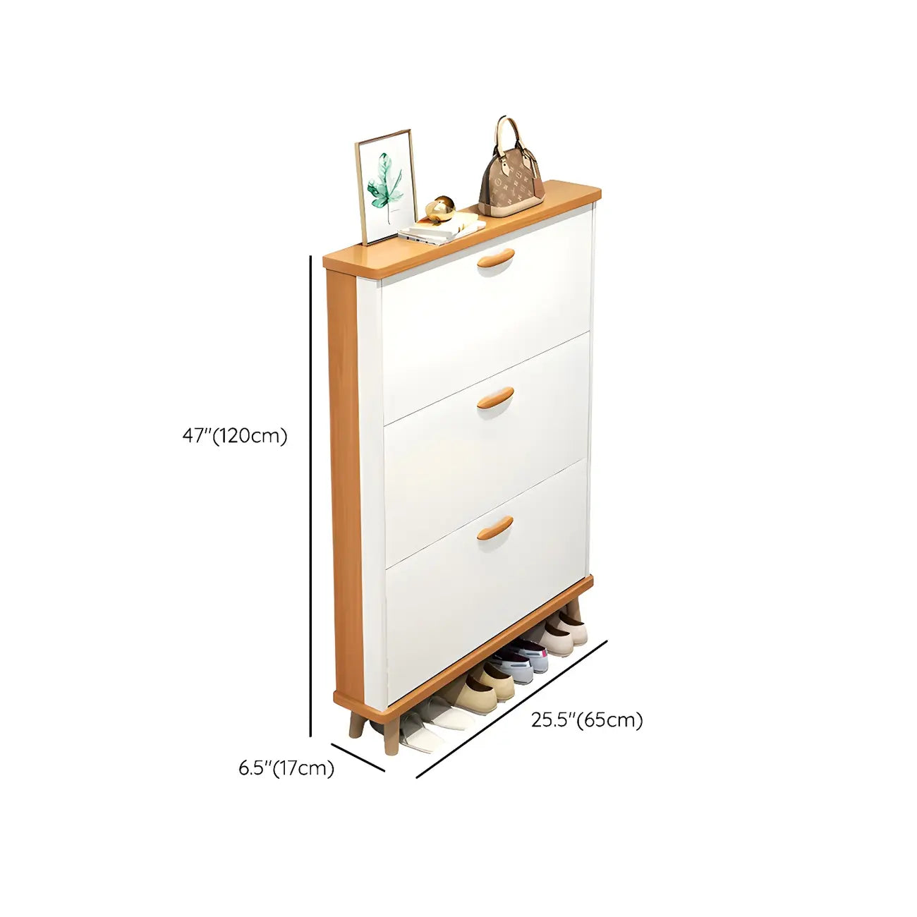 Entryway Vertical Solid Wood Shoe Storage Cabinet
