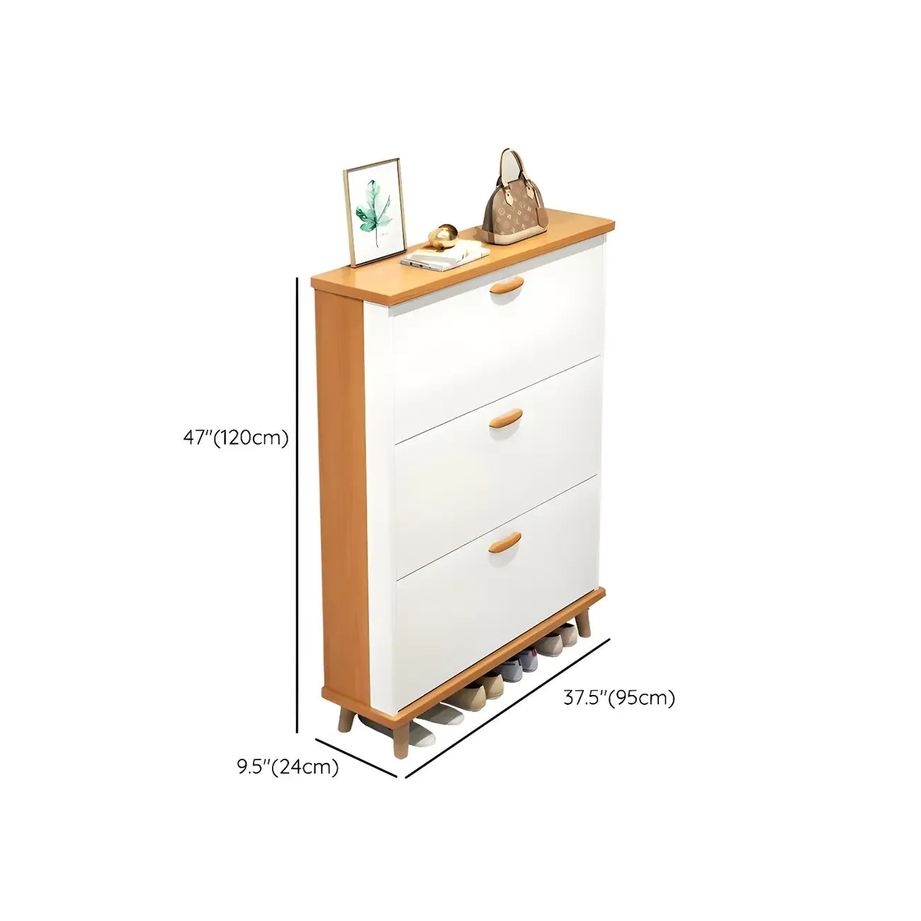 Entryway Vertical Solid Wood Shoe Storage Cabinet