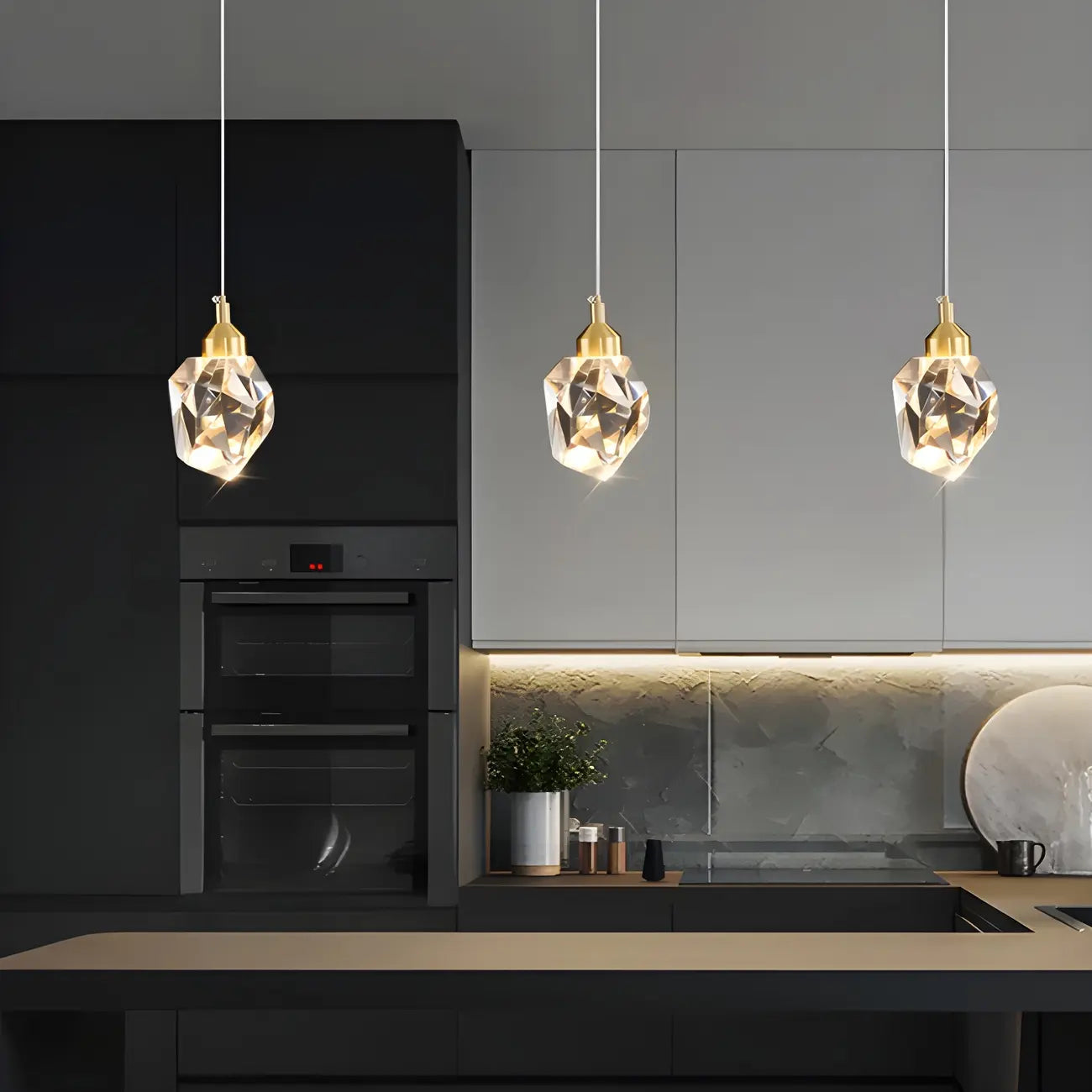 3-Light Modern Crystal Island Pendant Light for Kitchen