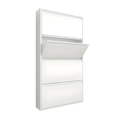 Grey/White Metal Wall Mounted Shoe Storage Cabinet