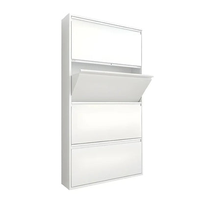 Grey/White Metal Wall Mounted Shoe Storage Cabinet