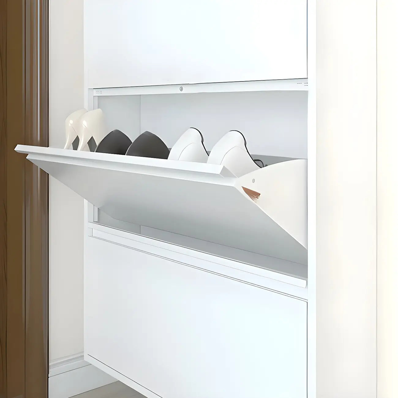 Grey/White Metal Wall Mounted Shoe Storage Cabinet