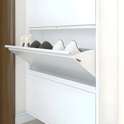 Grey/White Metal Wall Mounted Shoe Storage Cabinet