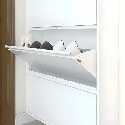Grey/White Metal Wall Mounted Shoe Storage Cabinet