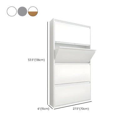Grey/White Metal Wall Mounted Shoe Storage Cabinet