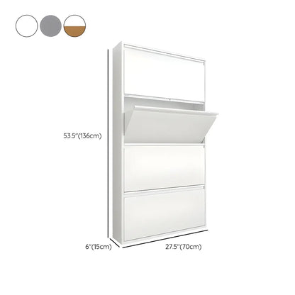 Grey/White Metal Wall Mounted Shoe Storage Cabinet