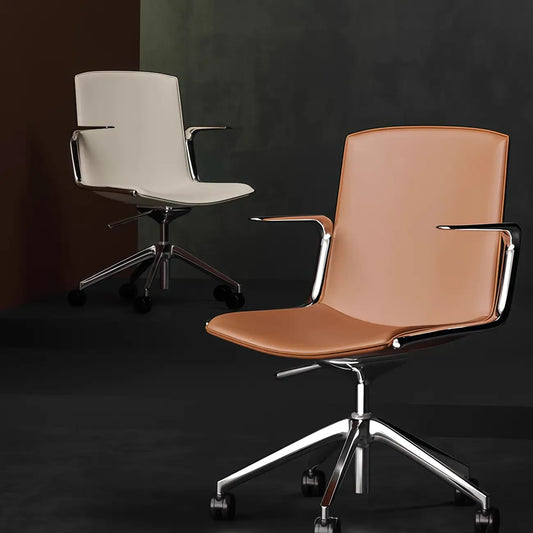 Modern Leather Adjustable Swivel Armrests Office Chair