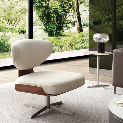 Modern Linen Swivel Accent Chair with Metal Base