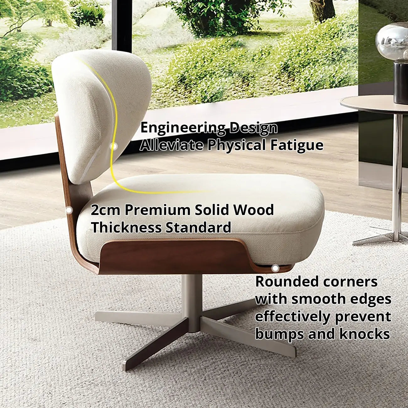 Modern Linen Swivel Accent Chair with Metal Base