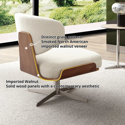 Modern Linen Swivel Accent Chair with Metal Base