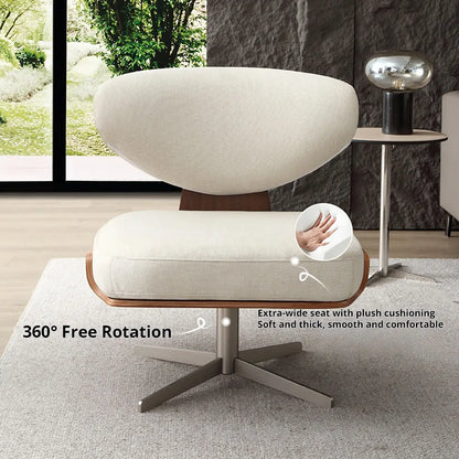 Modern Linen Swivel Accent Chair with Metal Base